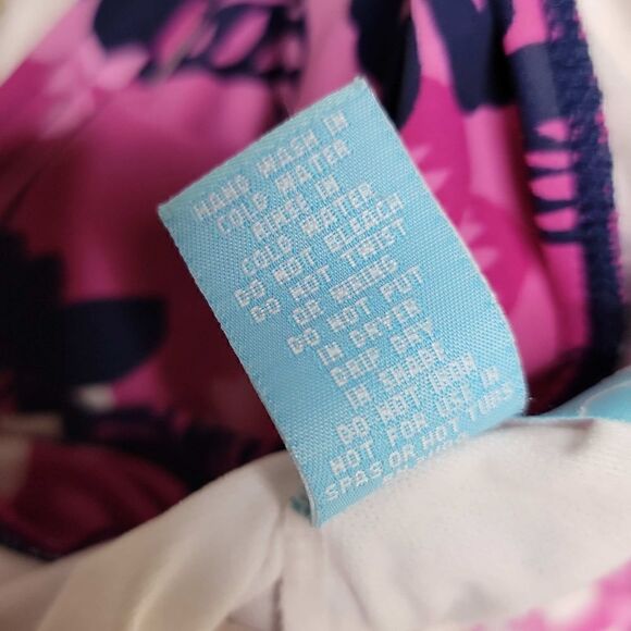 Kim Rogers Floral Leaf Tankini Swim Top Pink Blue Size Large - Picture 9 of 16